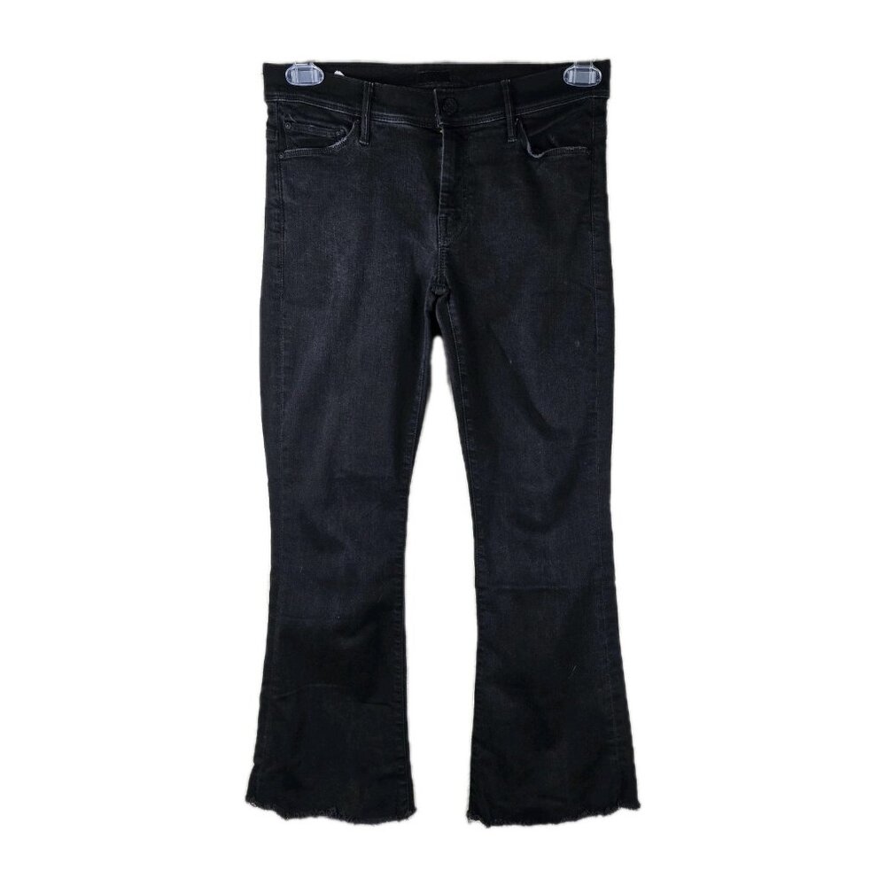 MOTHER The Cruiser Not Guilty Black Flare Jeans Raw Hem Size 29 Made‎ in USA